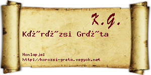 Körözsi Gréta névjegykártya